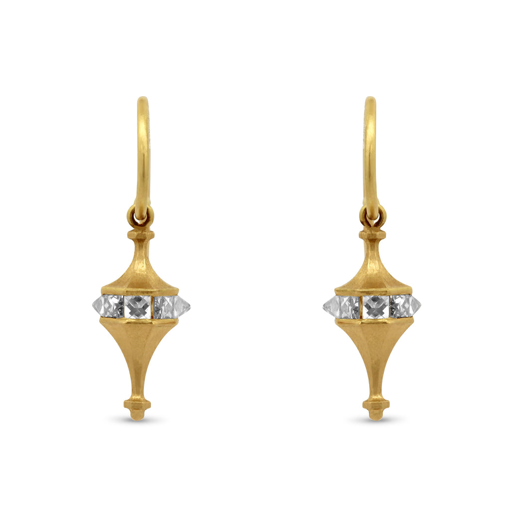 Photograph 1 of of Sam Lafford's Contemporary 18k Yellow Gold Leading Light Diamond Drop Statement Earrings. Available on DESIGNYARD.com and in our Jewellery Shop Dublin, Ireland. Free Worldwide Shipping with DHL.