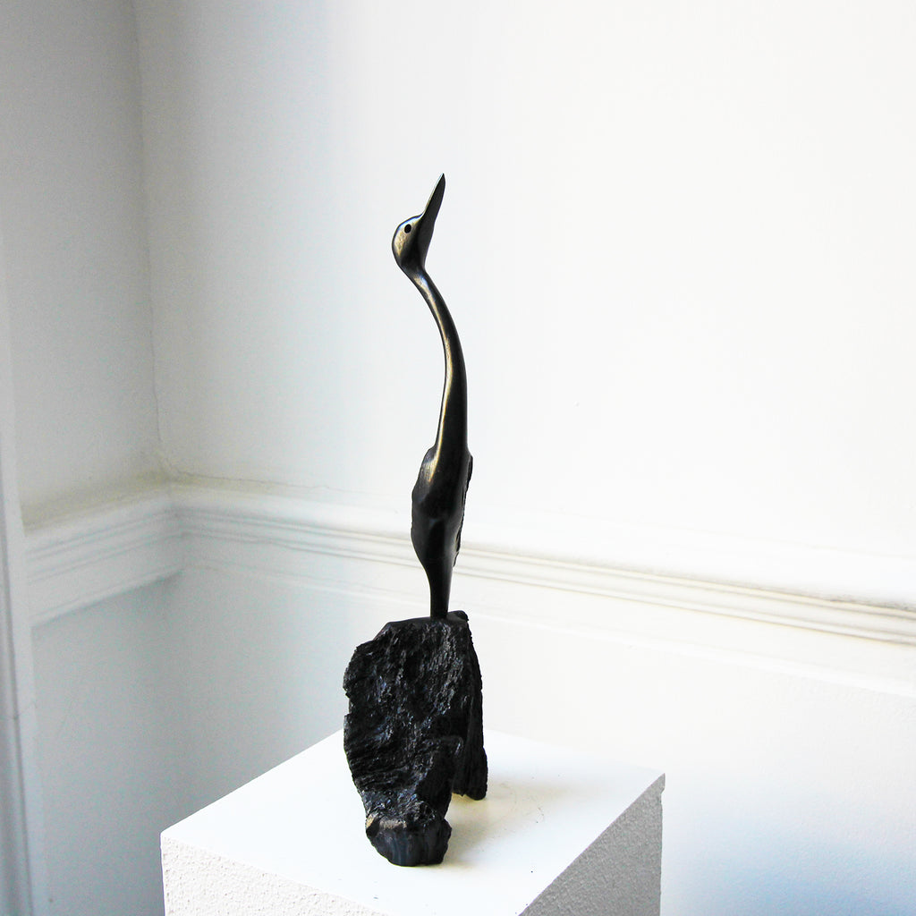 Photograph 1 of Tony Downey's Contemplation Irish Bog Oak Sculpture. Available on DESIGNYARD.com and in our Jewellery Shop Dublin, Ireland.