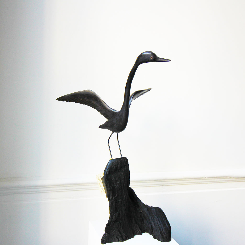 Photograph 3 of Tony Downey's Stature Irish Bog Oak Sculpture. Available on DESIGNYARD.com and in our Gallery Dublin Ireland. 