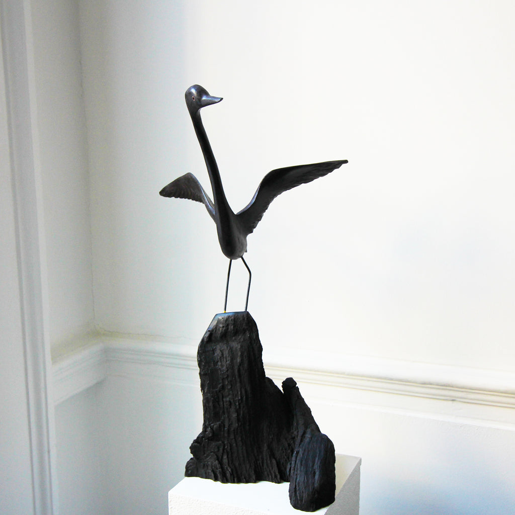 Photograph 4 of Tony Downey's Stature Irish Bog Oak Sculpture. Available on DESIGNYARD.com and in our Gallery Dublin Ireland. 