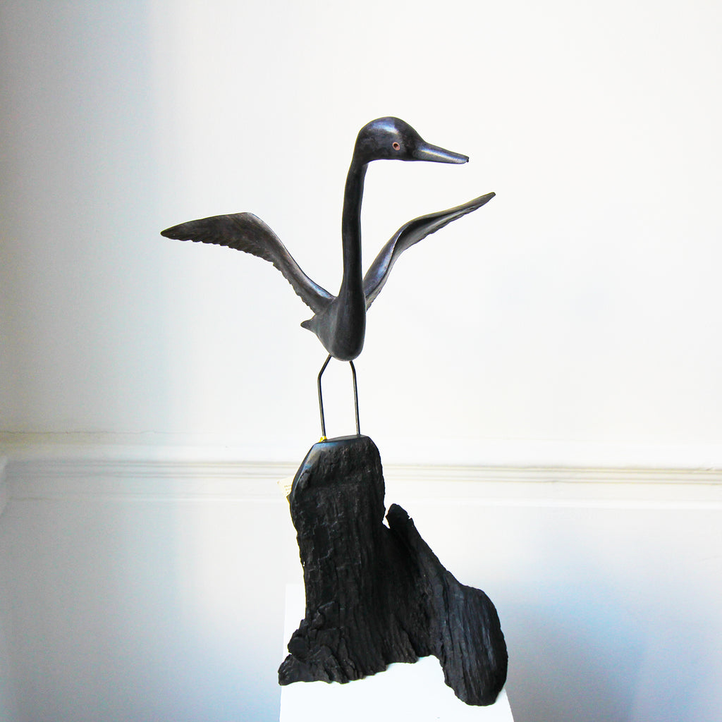 Photograph 2 of Tony Downey's Stature Irish Bog Oak Sculpture. Available on DESIGNYARD.com and in our Gallery Dublin Ireland. 