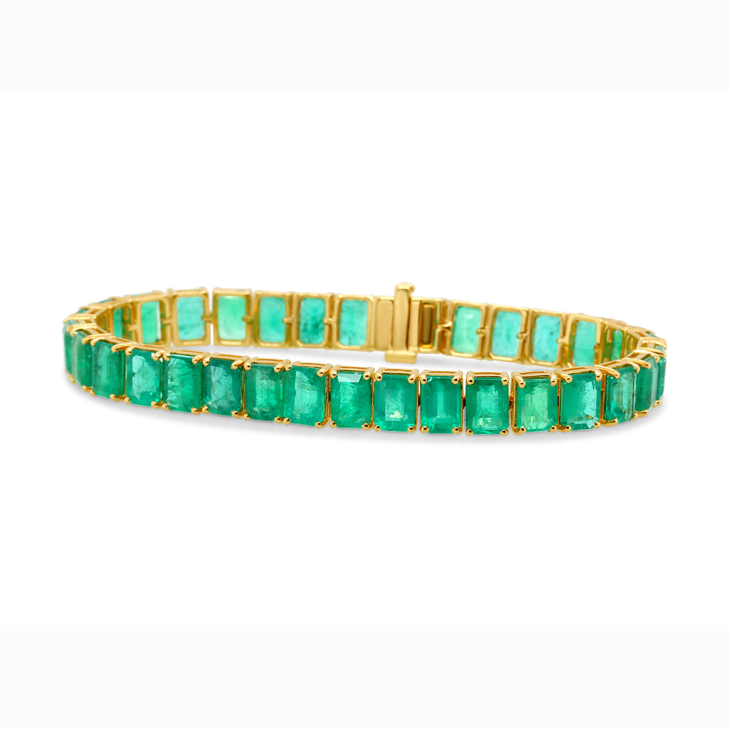 Ronan Campbell - 18k Yellow Gold 31.30ct Emerald Tennis Bracelet - DESIGNYARD, Dublin Ireland.