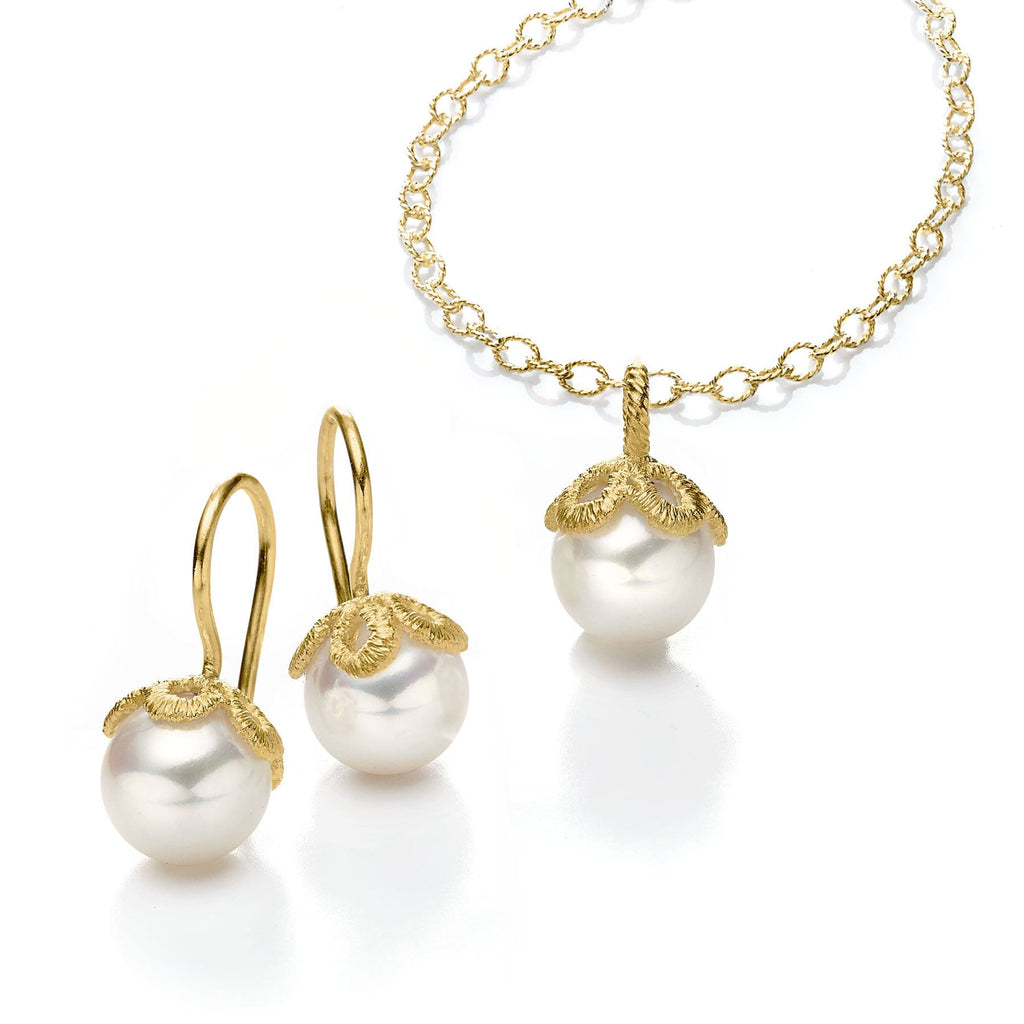 Brigitte Adolph - 18k Yellow Gold Freshwater Pearl Frau Luna unique handmade statement Earrings - DESIGNYARD no 1 for contemporary jewellery Dublin Ireland.