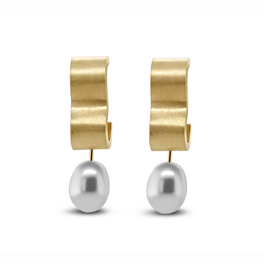 Cardillac - 14k Yellow Gold Girl With A Pearl statement Earring II - DESIGNYARD contemporary jewellery Dublin Ireland.