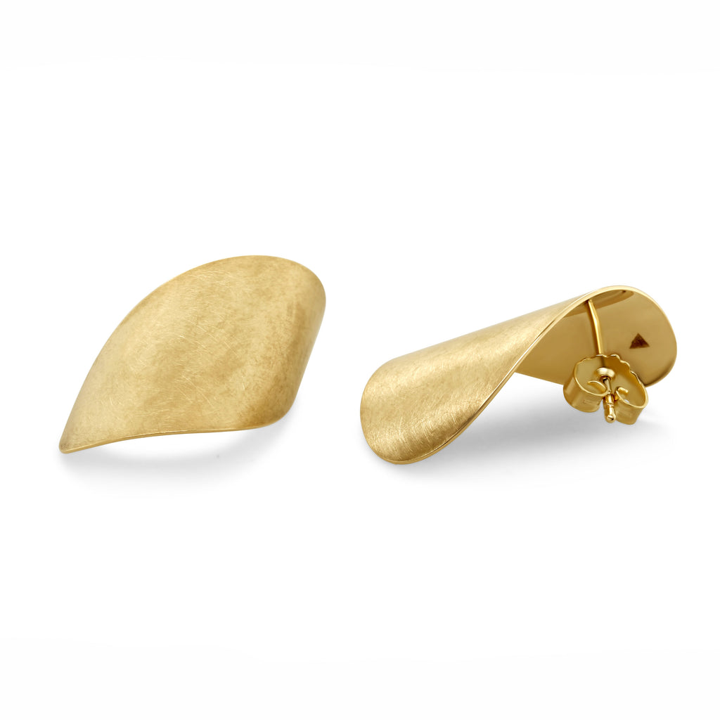 Cardillac - 14k Yellow Gold Leaf statement Earrings - DESIGNYARD contemporary jewellery Dublin Ireland.