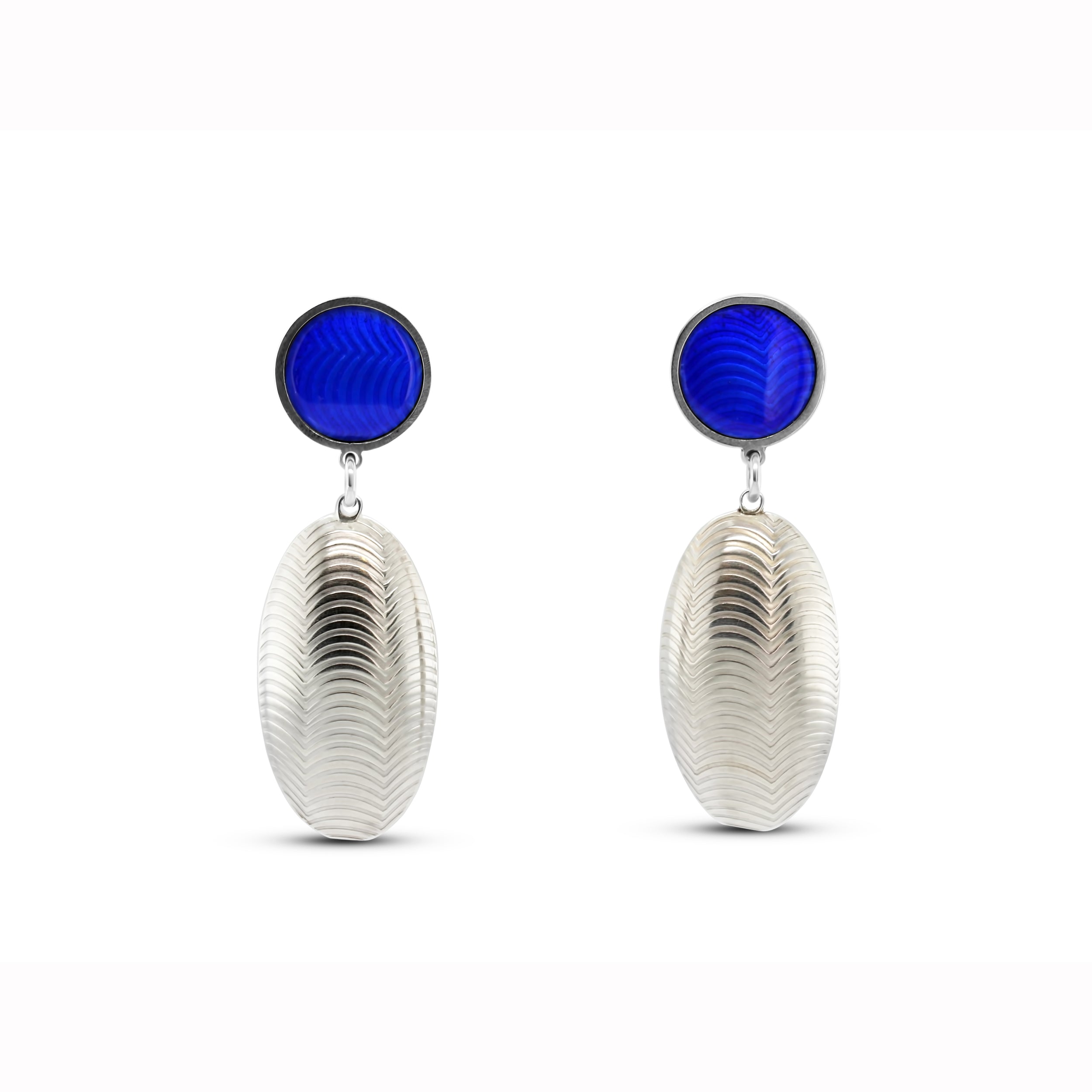 Jane Moore Contemporary Silver Royal Blue Enamel Drop Earrings