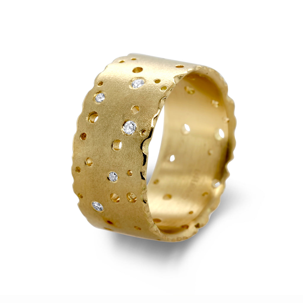 Photograph 1 of Kate Smith's Contemporary 18k Yellow Gold 12 Scattered Diamond Wedding Ring. Available on DESIGNYARD.com and in our Jewellery Shop Dublin, Ireland. Free Worldwide Shipping with DHL.