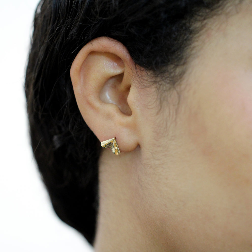 Martina Hamilton - 9k Yellow Gold Dainty Shore Stud Earrings - DESIGNYARD, Dublin Ireland.