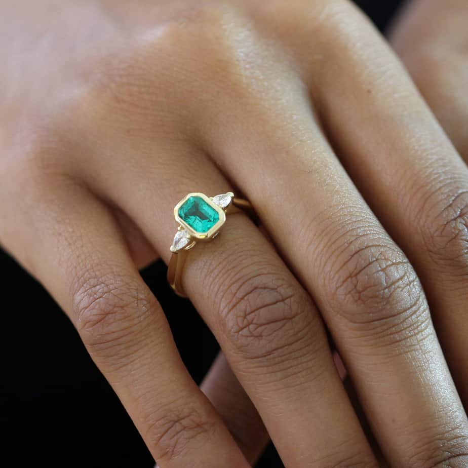 Ronan Campbell - 18k Yellow Gold Emerald Pirum Diamond Ring - DESIGNYARD, Dublin Ireland.