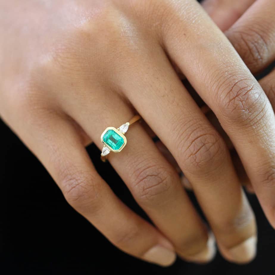 Ronan Campbell - 18k Yellow Gold Emerald Pirum Diamond Ring - DESIGNYARD, Dublin Ireland.