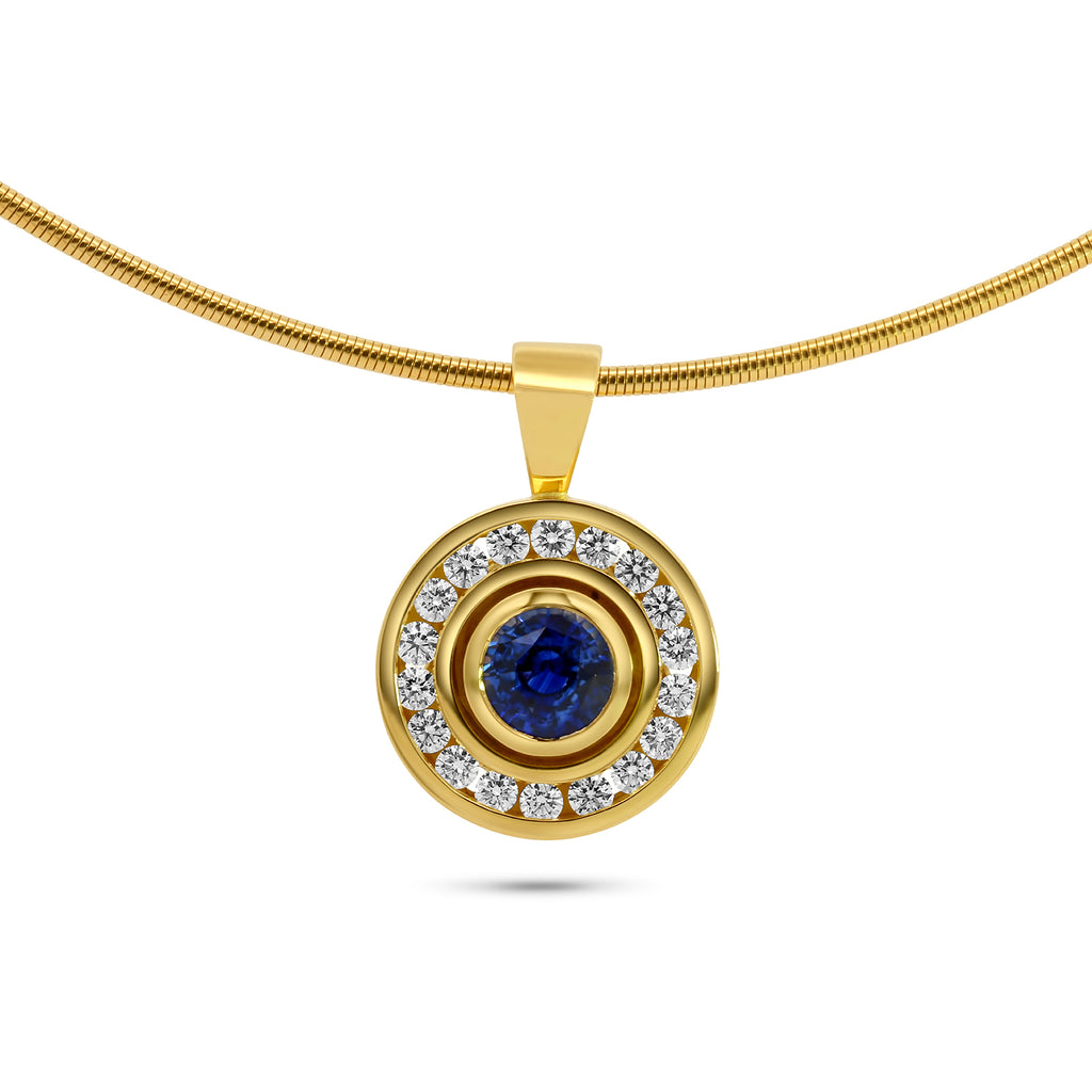 Rudolf Heltzel - 18k Yellow Gold Sapphire Diamond Necklace - DESIGNYARD, Dublin Ireland.